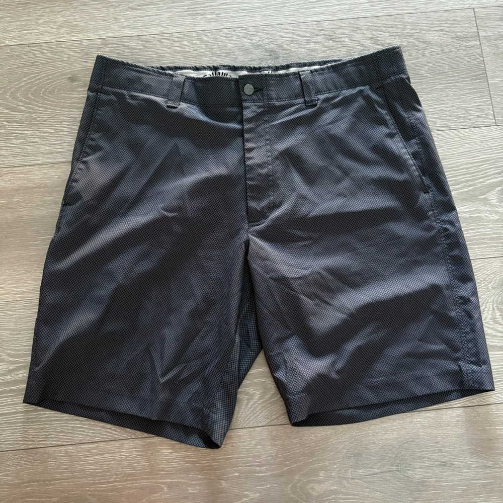 Callaway Mens Black White Geometric Classic Flat Front Golf Shorts Size 36